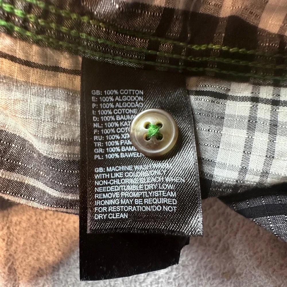 The North Face Shirt Mens L Green Plaid Long Sleeve Button Down Cotton Outdoor